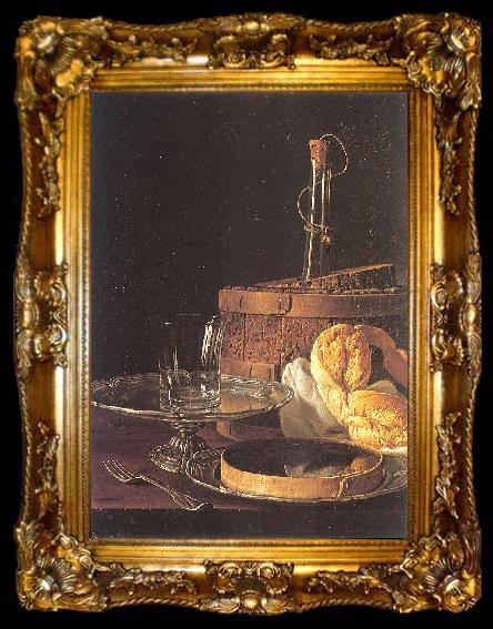 framed  Melendez, Luis Eugenio Still-Life with a Box of Sweets and Bread Twists, ta009-2